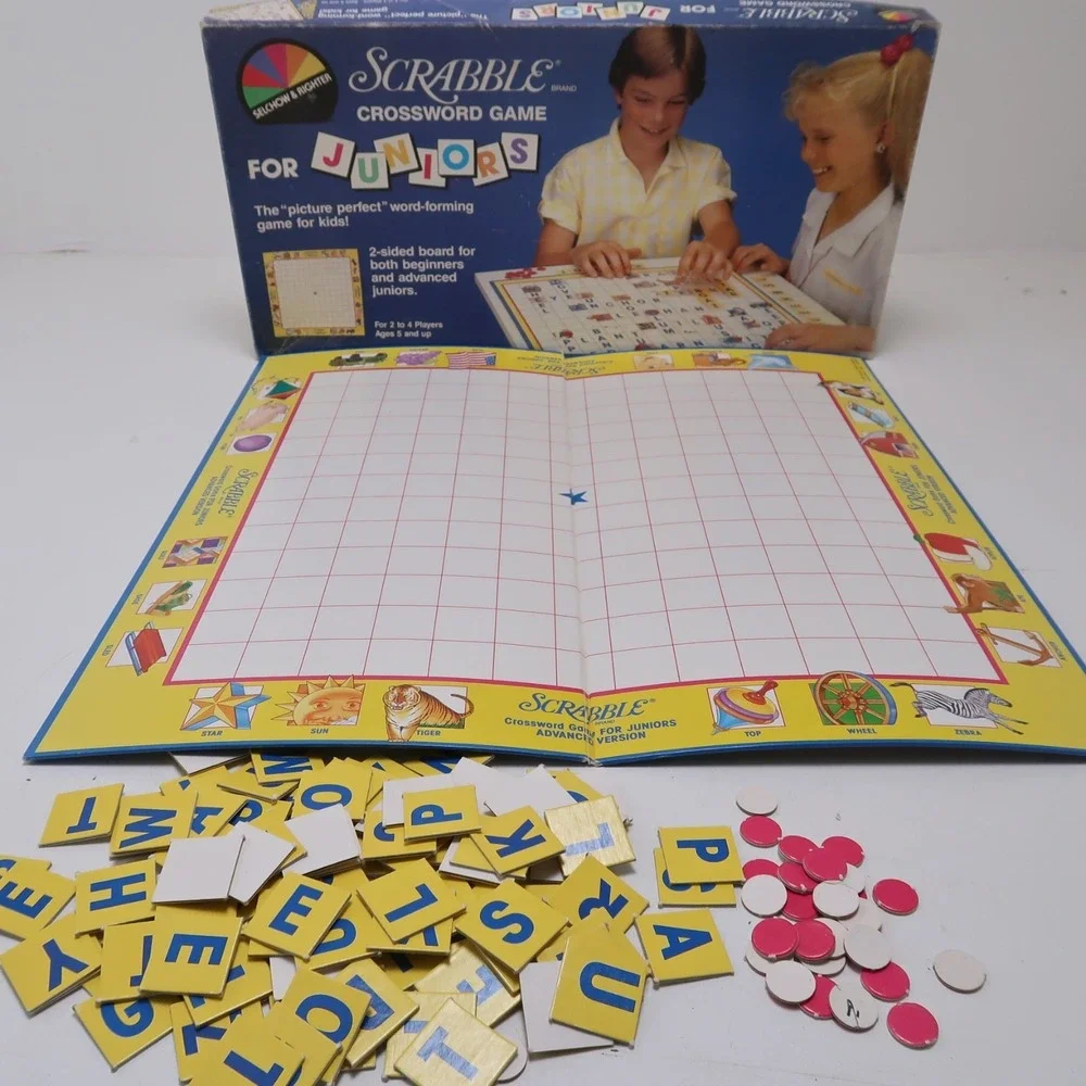 Vintage Scrabble Junior Crossword Game Milton Bradley 1989